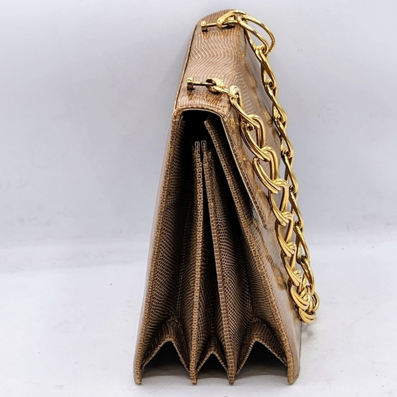 Vintage Accordion Tan Lizard Purse Secret Compartment With Extra Accessories. - Picture 2 of 16
